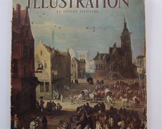 Lot 157   1950 French "Le Mond Illustre" Art Magazine in lg. format, heavily illustrated, many full page ads, over 150 pages (half in color), includes multiple perfume ads, 11 1/2" x 15" h.  Cond:  Moderate wear with one vertical crease in upper right corner.  Est. $30-50.