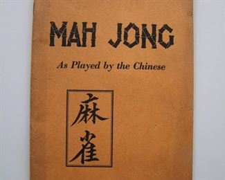 Lot 183    1924 "Mah Jong" complete manual, 48 pages.  B&W w/illustrations, ink stamped on back "Chinese Emporium Co., 34 Grand River Ave., Detroit, Mich.", 5 1/4" x 8" h.  Cond:  Minor wear overall.  Est. $25-35.