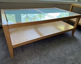 Wood and glass coffee table