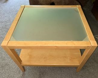 Wood and glass end table