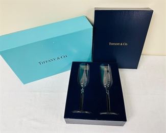 Pair of Tiffany & Co. champagne flutes in box AND gift box!