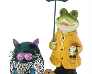 Frog and Cat Figurines