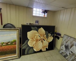 painting oversized study of flower petals and stamen signed by artist Franco