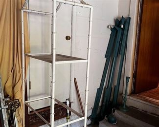 Metal Bamboo Inspired Etageré Shelf w/ glass shelves. www.contemporarycurrent.com / Whimsical In White Rock Lake / 