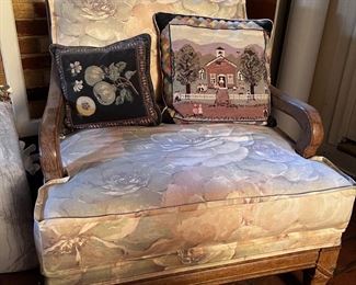 Solid Wood Upholstered Chair (Matching Pair) / www.contemporarycurrent.com / Whimsical In White Rock Lake / 