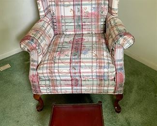Wing back chair & stool