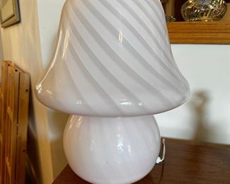 Pair of glass mushroom lamps 
Murano?