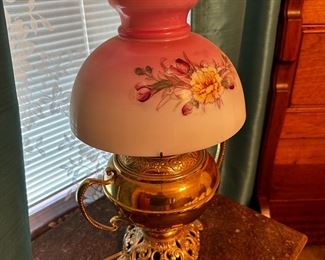 Rose shade, electrified gaslamp