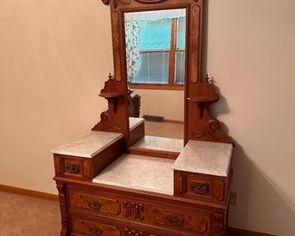 Beautiful Victorian dressing chest with mirror and candle shelf’s 