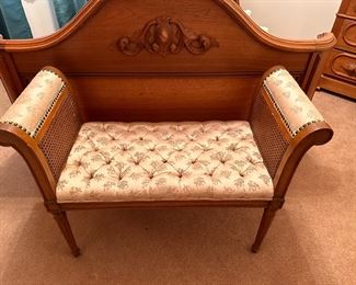 Tufted  rolled arm bed bench 