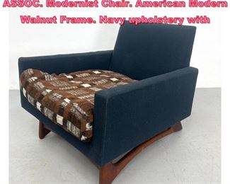 Lot 600 ADRIAN PEARSALL for CRAFT ASSOC. Modernist Chair. American Modern Walnut Frame. Navy upholstery with