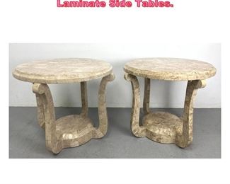 Lot 621 Pair of Large Maitland Smith Stone Laminate Side Tables. 