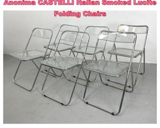 Lot 630 Set 6 Lucite Folding Chairs. Anonima CASTELLI Italian Smoked Lucite Folding Chairs