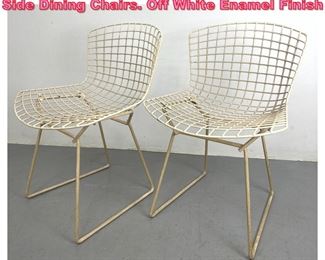 Lot 631 Pr HARRY BERTOIA for KNOLL Side Dining Chairs. Off White Enamel Finish