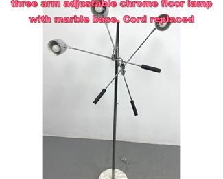 Lot 637 Robert Sonneman The Orbiter three arm adjustable chrome floor lamp with marble base. Cord replaced