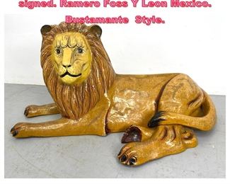 Lot 641 Papiermache Lion sculpture signed. Ramero Foss Y Leon Mexico. Bustamante Style. 