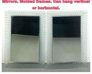 Lot 647 Pair Frosted Glass Framed Wall Mirrors. Molded frames. Can hang vertical or horizontal. 