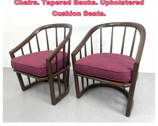Lot 652 Pr Spindle Barrel Back Lounge Chairs. Tapered Backs. Upholstered Cushion Seats. 