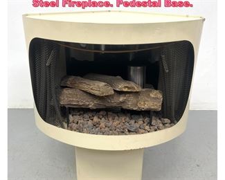 Lot 666 Mid Century Modern White Finish Steel Fireplace. Pedestal Base. 