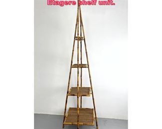 Lot 667 Bamboo and wicker pyramid Etagere shelf unit. 