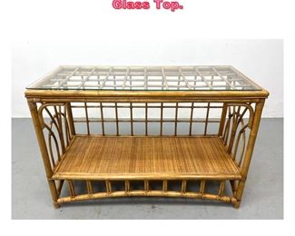 Lot 668 Wicker Rattan Console Sofa Table. Glass Top. 