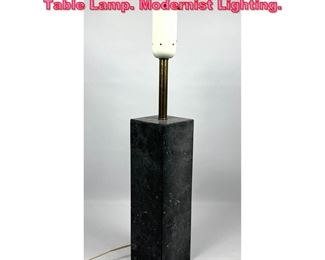 Lot 693 Black Marble Tall Square Column Table Lamp. Modernist Lighting. 