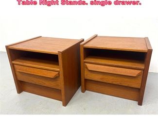 Lot 703 Pair Danish Modern Teak side Table Night Stands. single drawer. 