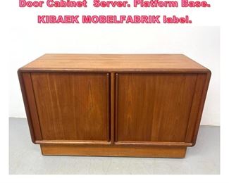 Lot 706 Danish Modern Teak Tambour Door Cabinet Server. Platform Base. KIBAEK MOBELFABRIK label. 