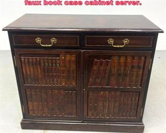 Lot 708 Maitland smith leather covered faux book case cabinet server. 