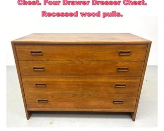 Lot 712 Teak Danish Modern Bachelor s Chest. Four Drawer Dresser Chest. Recessed wood pulls. 