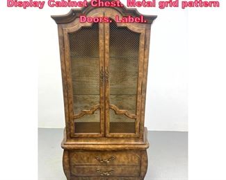 Lot 718 MASTERCRAFT Labeled Tall Display Cabinet Chest. Metal grid pattern Doors. Label. 