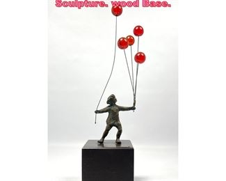 Lot 730 C. Jere balloon girl Table Sculpture. wood Base. 