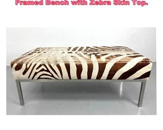 Lot 740 Mid Century Modern Chrome Framed Bench with Zebra Skin Top. 