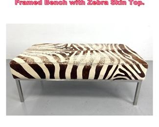 Lot 742 Mid Century Modern Chrome Framed Bench with Zebra Skin Top. 
