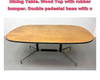 Lot 743 1978 HERMAN MILLER Conference Dining Table. Wood Top with rubber bumper. Double pedestal base with c