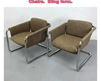 Lot 747 Pair Thonet Chrome Tube Lounge Chairs. Sling form. 