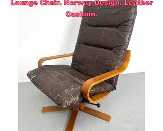 Lot 753 WESTNOFA Teak Modernist Swivel Lounge Chair. Norway Design. Leather Cushion. 