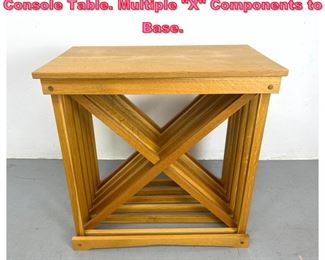 Lot 760 Craftsman Studio Beech Wood Console Table. Multiple X Components to Base. 