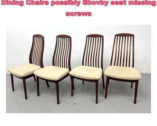 Lot 771 Set 4 High Back Danish Modern Dining Chairs possibly Skovby seat missing screws 