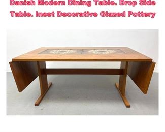 Lot 776 GANGSO MOBLER Rosewood Danish Modern Dining Table. Drop Side Table. Inset Decorative Glazed Pottery 