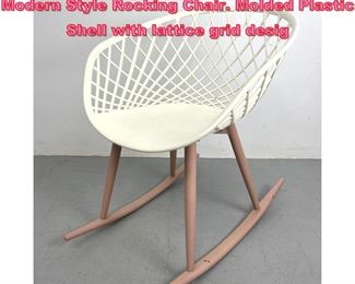 Lot 780 Contemporary Modernist Post Modern Style Rocking Chair. Molded Plastic Shell with lattice grid desig