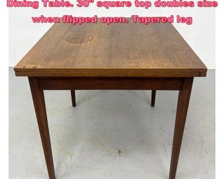 Lot 784 Danish Modern Teak Flip Top Dining Table. 30 square top doubles size when flipped open. Tapered leg
