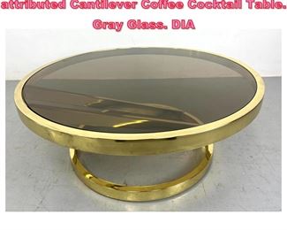 Lot 792 DESIGN INSTITUTE OF AMERICA attributed Cantilever Coffee Cocktail Table. Gray Glass. DIA 