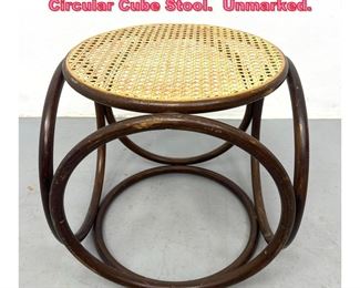 Lot 801 Thonet Cane and Bentwood Circular Cube Stool. Unmarked. 