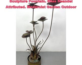 Lot 807 Mixed Metal Brutalist Floral Sculpture Fountain. Silas Seandel Attributed. Modernist Garden Outdoor 