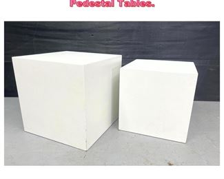 Lot 812 2pcs Painted White Cube Pedestal Tables. 
