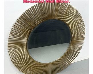 Lot 821 Brass Metal Rod Star Burst Modernist Wall Mirror.