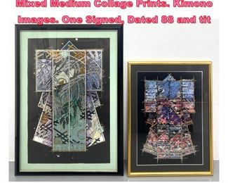 Lot 822 2pc WILLIAM GATEWOOD Framed Mixed Medium Collage Prints. Kimono Images. One Signed, Dated 88 and tit