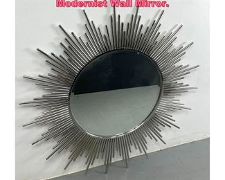 Lot 828 Silver Metal Rod Star Burst Modernist Wall Mirror.