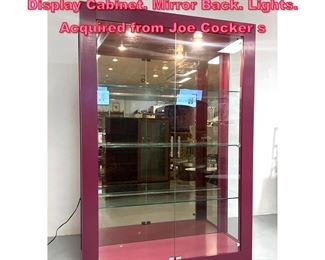 Lot 834 6 Tall Purple Lacquer Glass Door Display Cabinet. Mirror Back. Lights. Acquired from Joe Cocker s